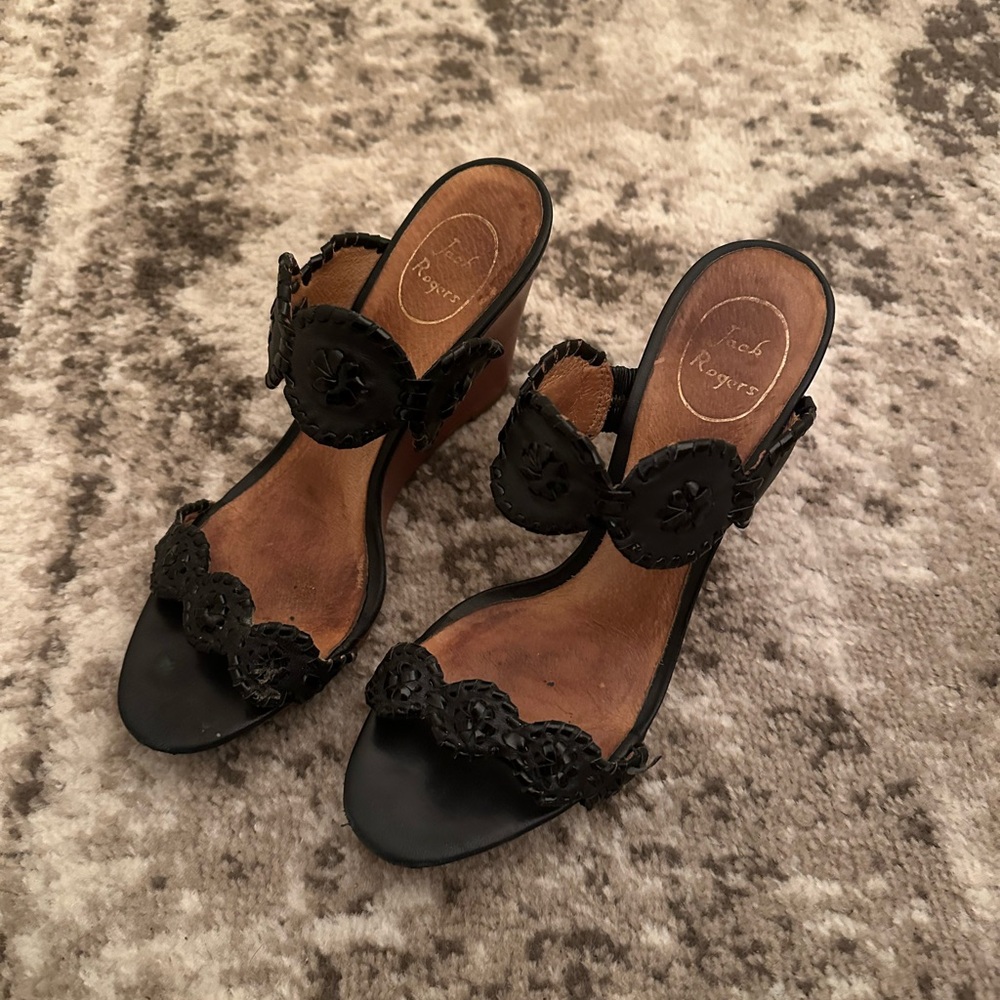 Jack Rogers Black Leather Sandals